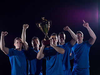 Image showing soccer players celebrating victory