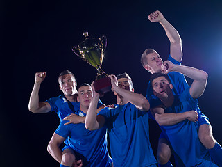 Image showing soccer players celebrating victory