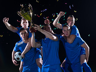 Image showing soccer players celebrating victory