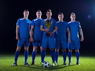 Image showing soccer players celebrating victory