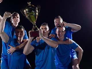 Image showing soccer players celebrating victory