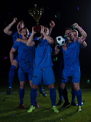 Image showing soccer players celebrating victory