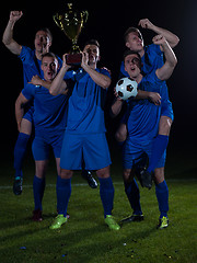 Image showing soccer players celebrating victory