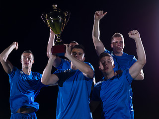 Image showing soccer players celebrating victory