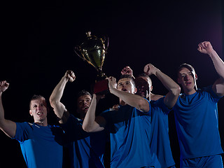 Image showing soccer players celebrating victory