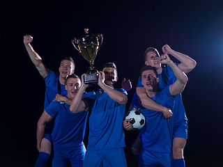 Image showing soccer players celebrating victory