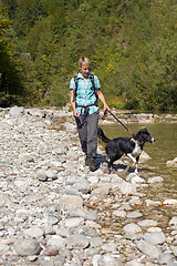 Image showing Hiking near river