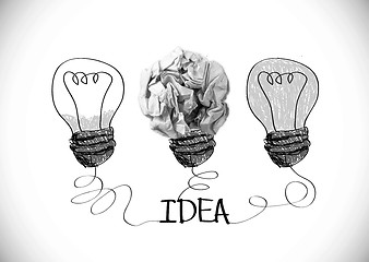 Image showing concept crumpled paper light bulb metaphor for good idea