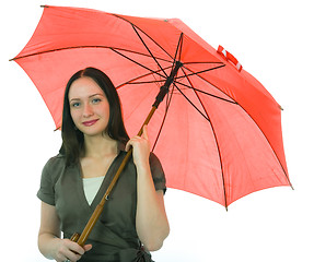 Image showing woman and umbrella on white background