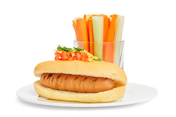 Image showing Healthy hotdog on plate isolated 