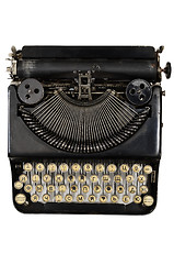 Image showing vintage portable typewriter with Cyrillic letters