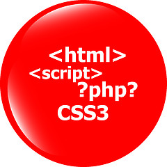 Image showing Code sign icon. Programming language symbol. Circles buttons