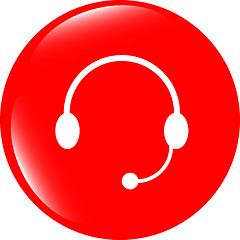 Image showing Headphones icon on round internet button original illustration