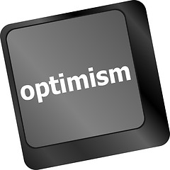 Image showing optimism button on the keyboard close-up