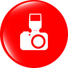 Image showing photo camera web icon, button isolated on white