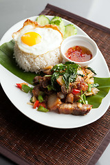 Image showing Thai Crispy Pork with Fried Egg