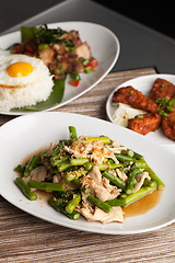 Image showing Chicken and Asparagus Thai Dishes