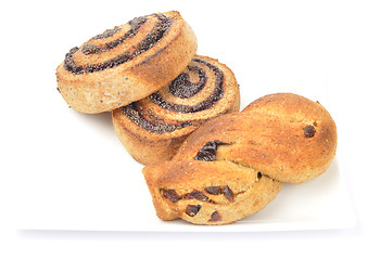 Image showing Spiral poppy seed cookie and cranberry braid