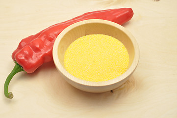 Image showing Detailed but simple image of red paprika and polenta