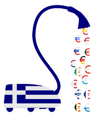 Image showing Greek vacuum cleaner with european euros