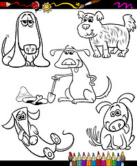 Image showing dogs set cartoon coloring book