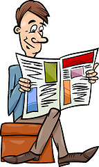 Image showing man with newspaper cartoon illustration