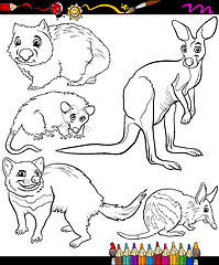 Image showing animals set cartoon coloring book