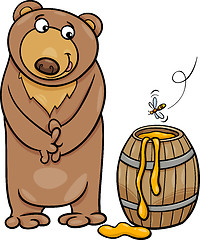 Image showing bear with honey cartoon illustration