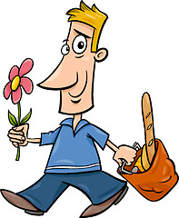 Image showing man with flower cartoon illustration