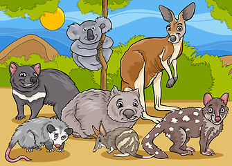 Image showing marsupials animals cartoon illustration