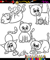 Image showing cats set cartoon coloring book