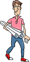 Image showing man with plans cartoon illustration