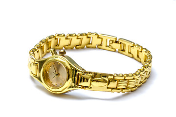 Image showing Woman golden wrist watch 