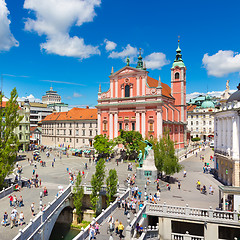 Image showing Preseren square, Ljubljana, capital of Slovenia.