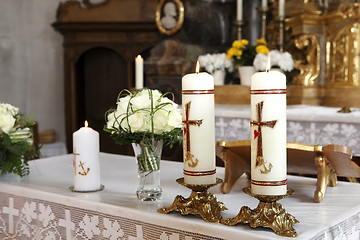 Image showing Burning candle at the communion