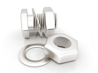 Image showing stainless steel bolts with a nuts and washers