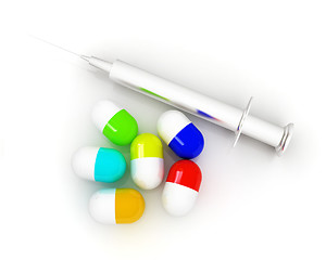 Image showing Pills and syringe 
