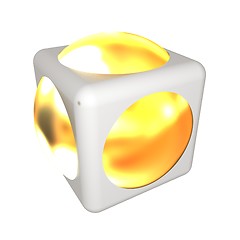 Image showing Sphere in a cube 3d design element