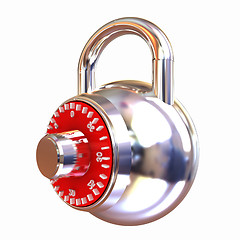 Image showing Illustration of security concept with chrome locked combination 