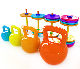 Image showing Colorful weights and dumbbells 