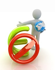 Image showing 3d man with prohibition sign, Earth and euro