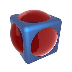 Image showing Sphere in a cube 3d design element