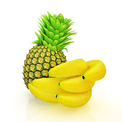 Image showing pineapple and bananas