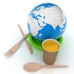 Image showing Orange juice in a fast food dishes and earth