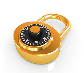 Image showing Illustration of security concept with gold locked combination pa