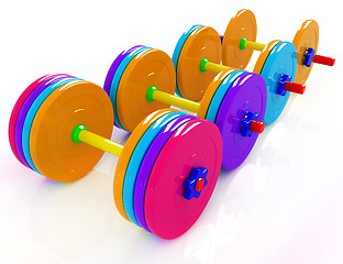 Image showing Colorful dumbbells 