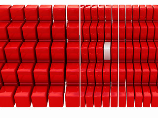 Image showing One individuality white cube among the red cubes