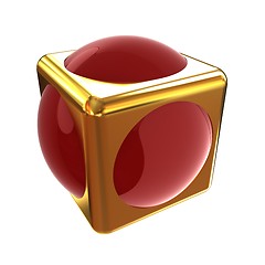 Image showing Sphere in a cube 3d design element