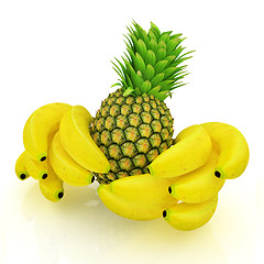 Image showing pineapple and bananas