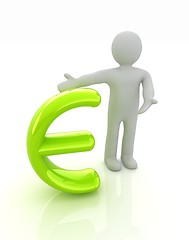 Image showing 3d people - man, person presenting - euro sign